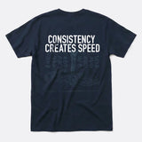 Printify Consistency Creates Speed T-Shirt Navy / S