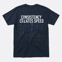 Printify Consistency Creates Speed T-Shirt Navy / S