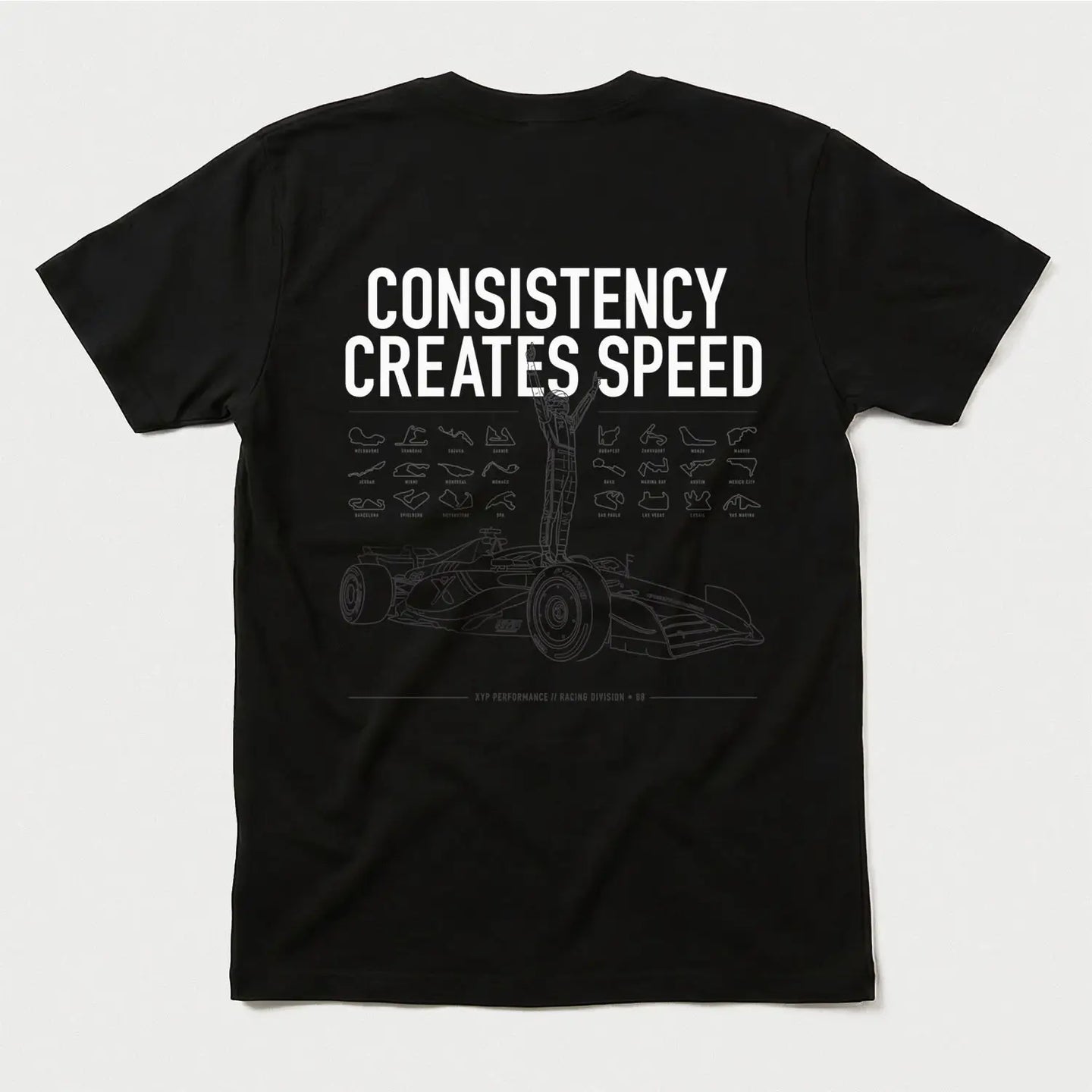 Printify Consistency Creates Speed T-Shirt Black / S