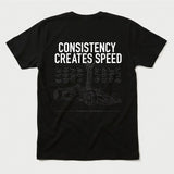 Printify Consistency Creates Speed T-Shirt Black / S