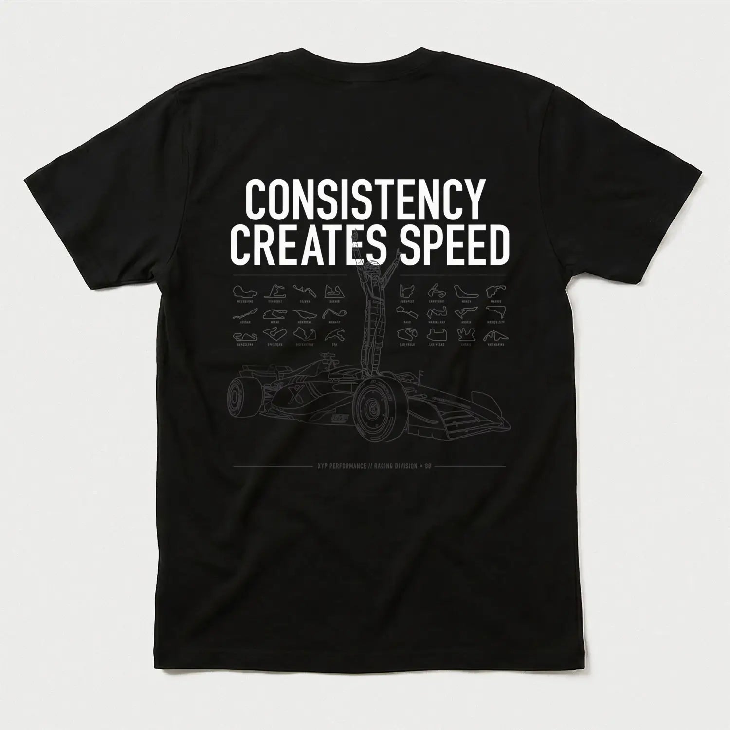 Printify Consistency Creates Speed T-Shirt Black / S