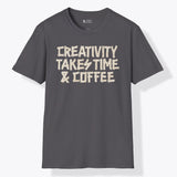 Xpress Your Passion Creativity Takes Time & Coffee T-Shirt Charcoal / S