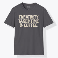 Xpress Your Passion Creativity Takes Time & Coffee T-Shirt Charcoal / S
