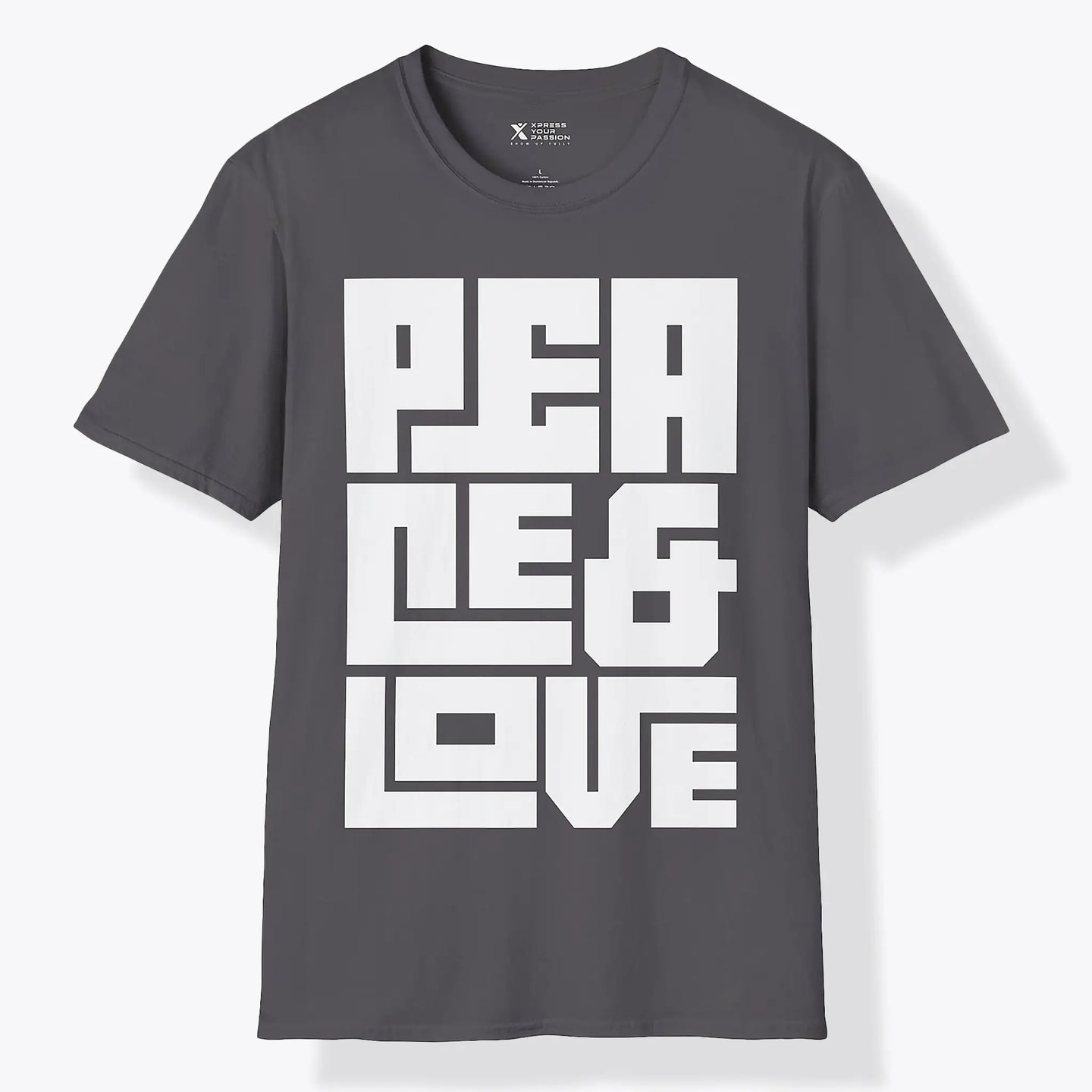 Xpress Your Passion Peace & Love | Bold T-Shirt Charcoal / S