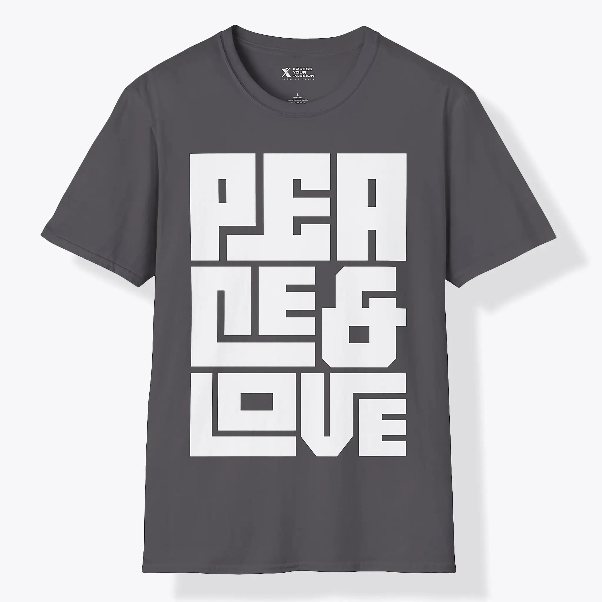Xpress Your Passion Peace & Love | Bold T-Shirt Charcoal / S