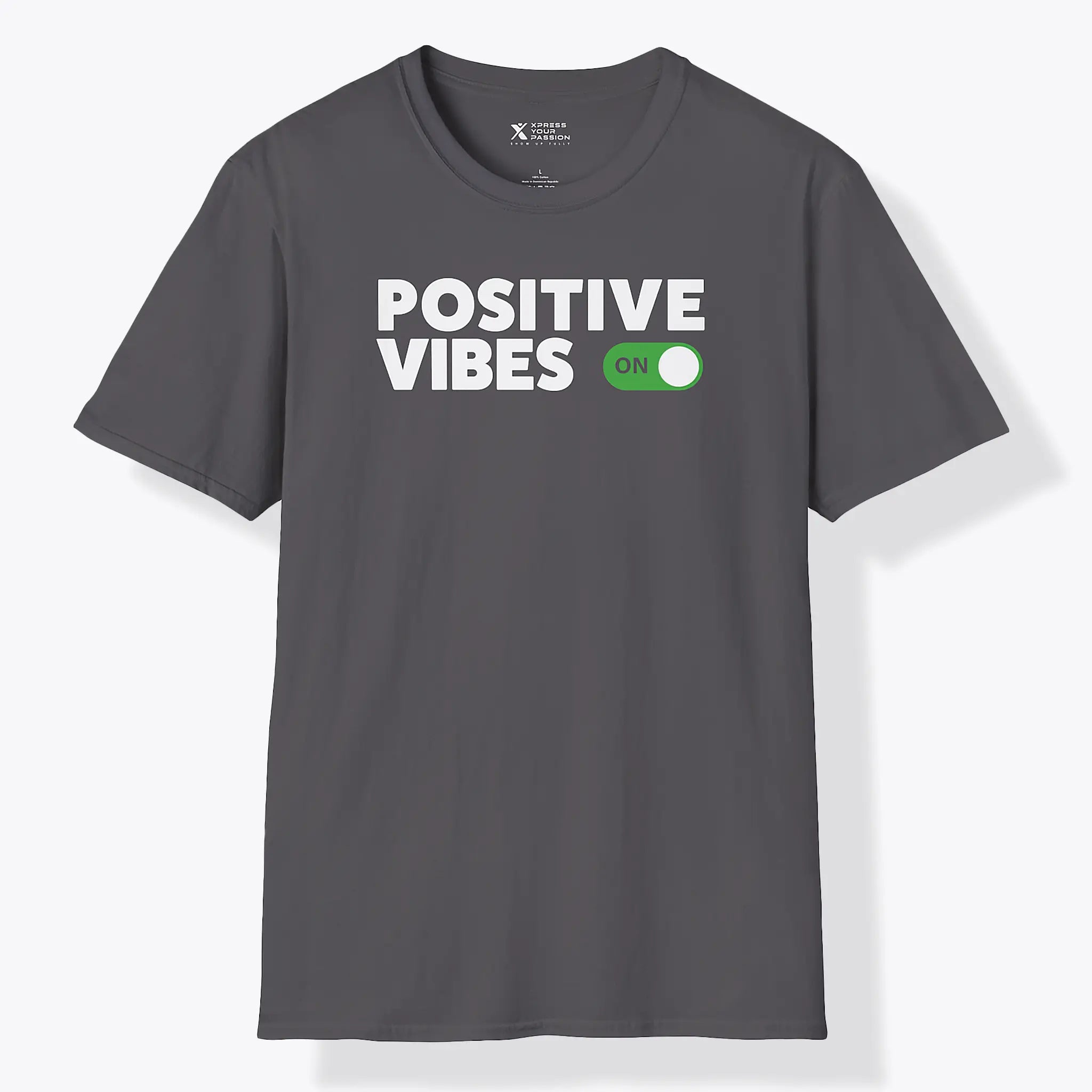 Xpress Your Passion Positive Vibes On T-Shirt Dark Heather / S