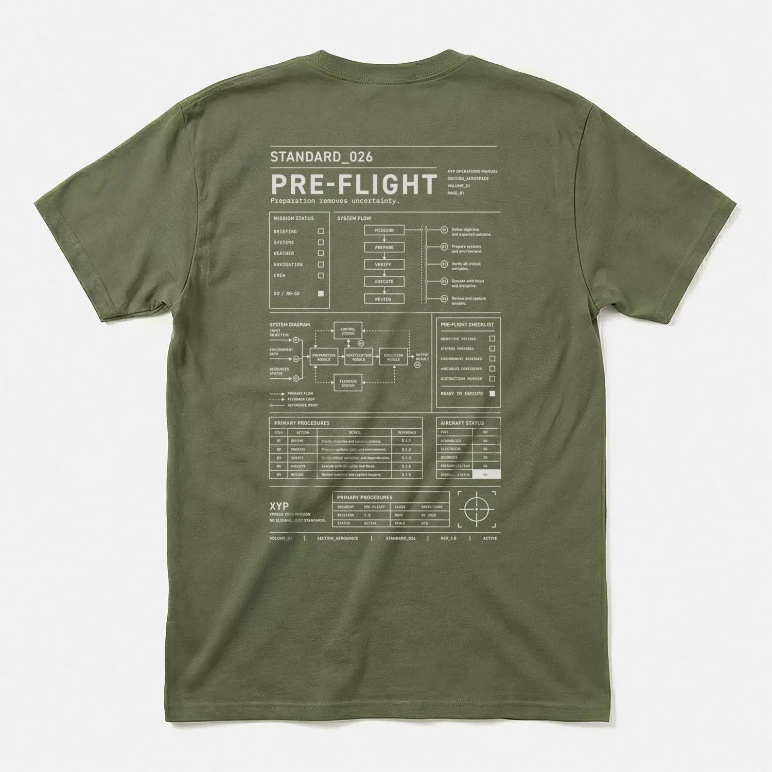 Xpress Your Passion Pre-Flight S_026 T-Shirt Military Green / S