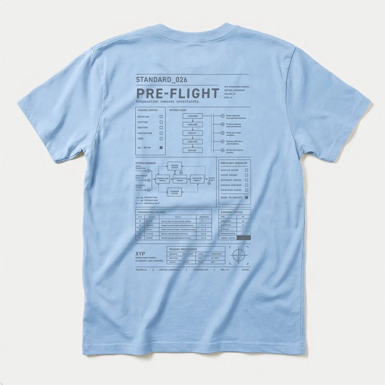 Xpress Your Passion Pre-Flight S_026 T-Shirt Light Blue / S