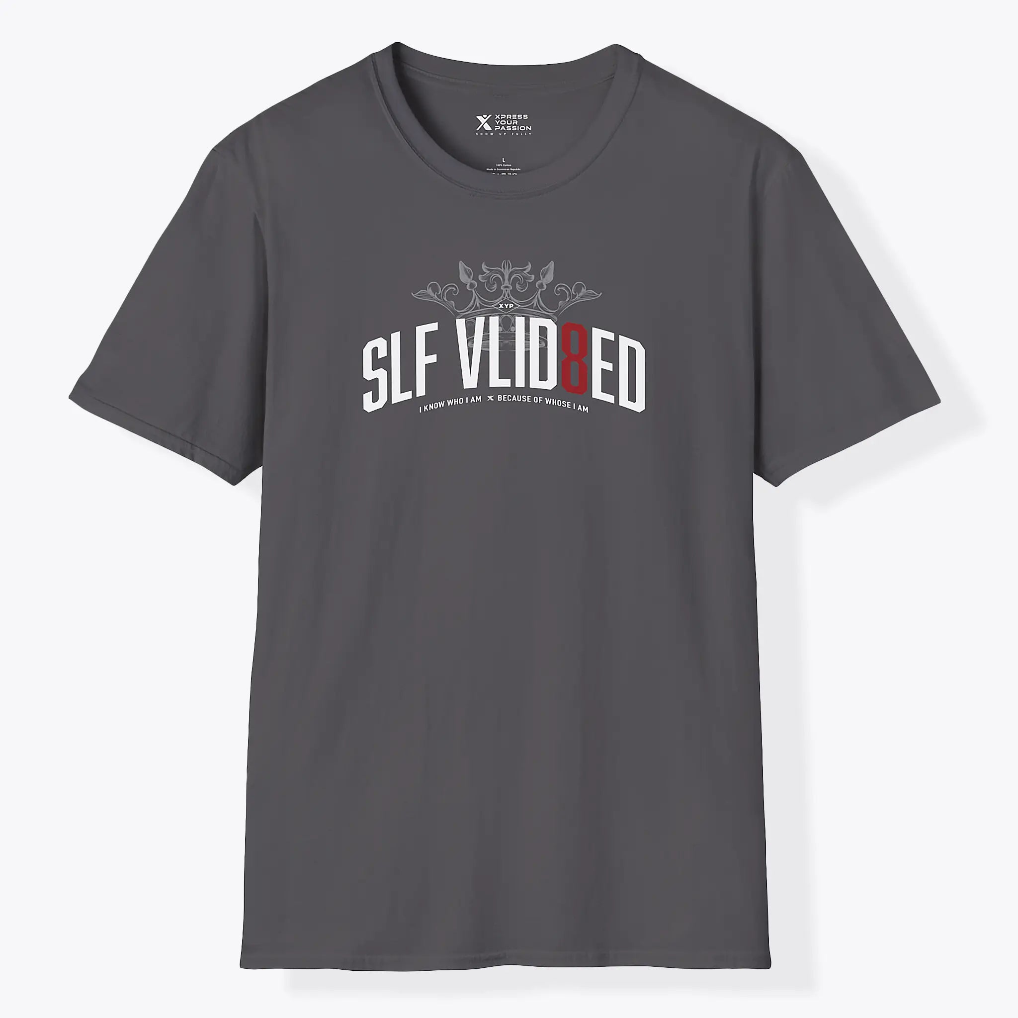 Xpress Your Passion Self Validated | Crowned T-Shirt Charcoal / S